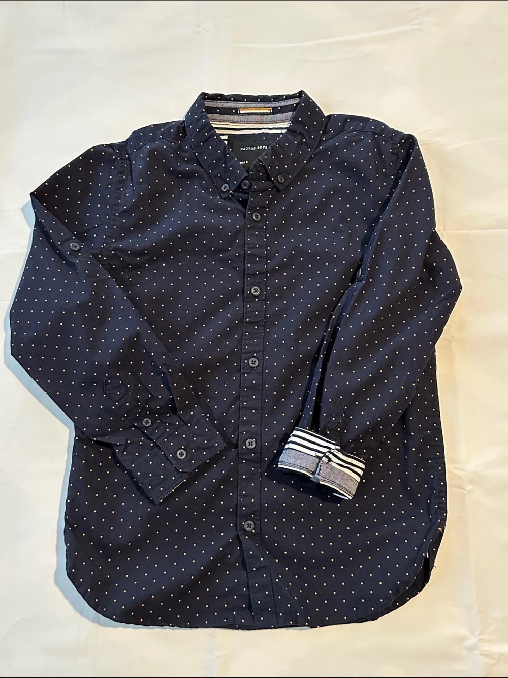 Kids clothes Cactus Navy Dot & Burgundy Micro Dot Button-Down Shirts size 8-10 - Picture 8 of 12